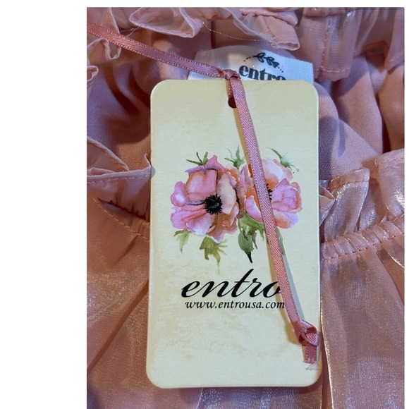 Entro Pink Ruffle Sleeve Tiered Mini Dress High Neck Party Women Size Medium NWT - Picture 9 of 14